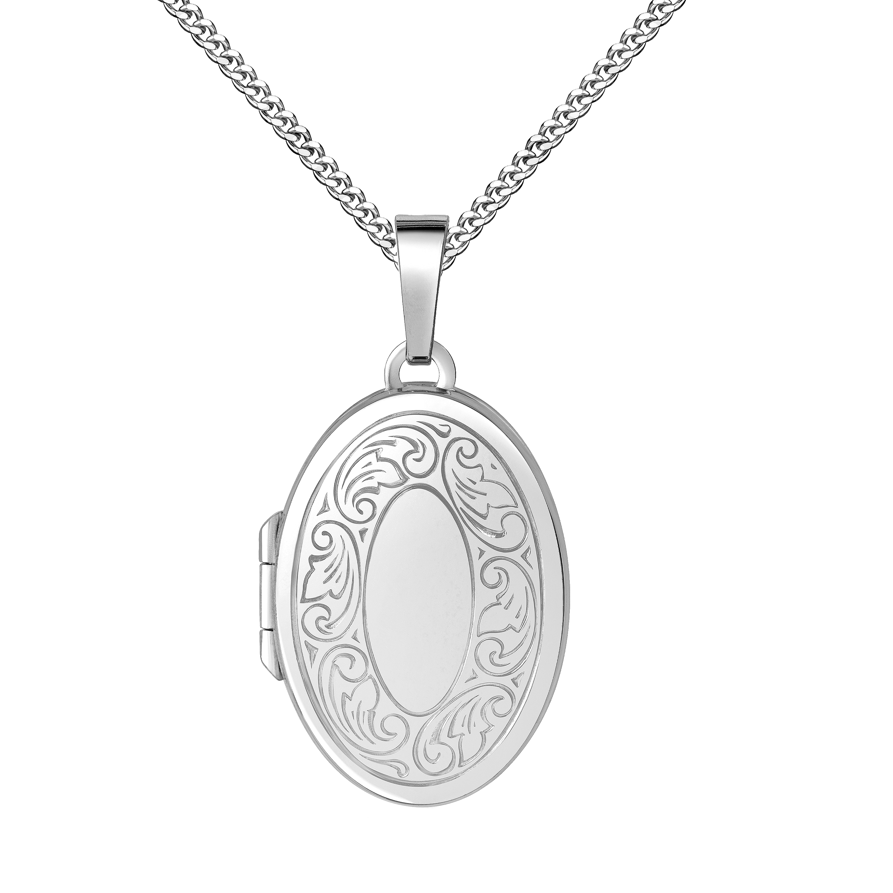 Medaillon Silber 925 für 2 Bilder Foto Amulett Anhänger + Schmuck-Etui und Halskette