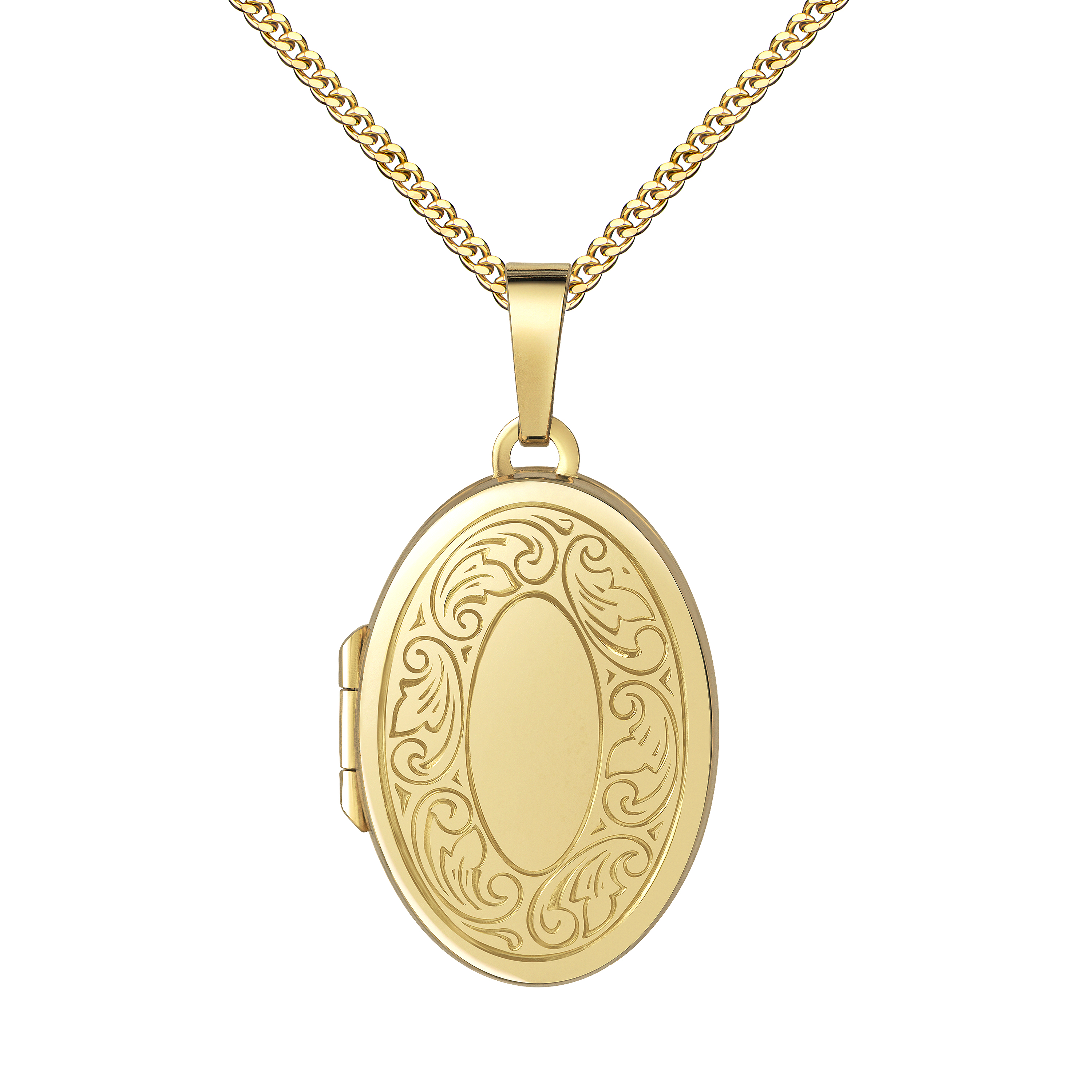Gold Medaillon 750 für 18 Karat für 2 Bilder Foto Amulett Anhänger + Schmuck-Etui und Halskette