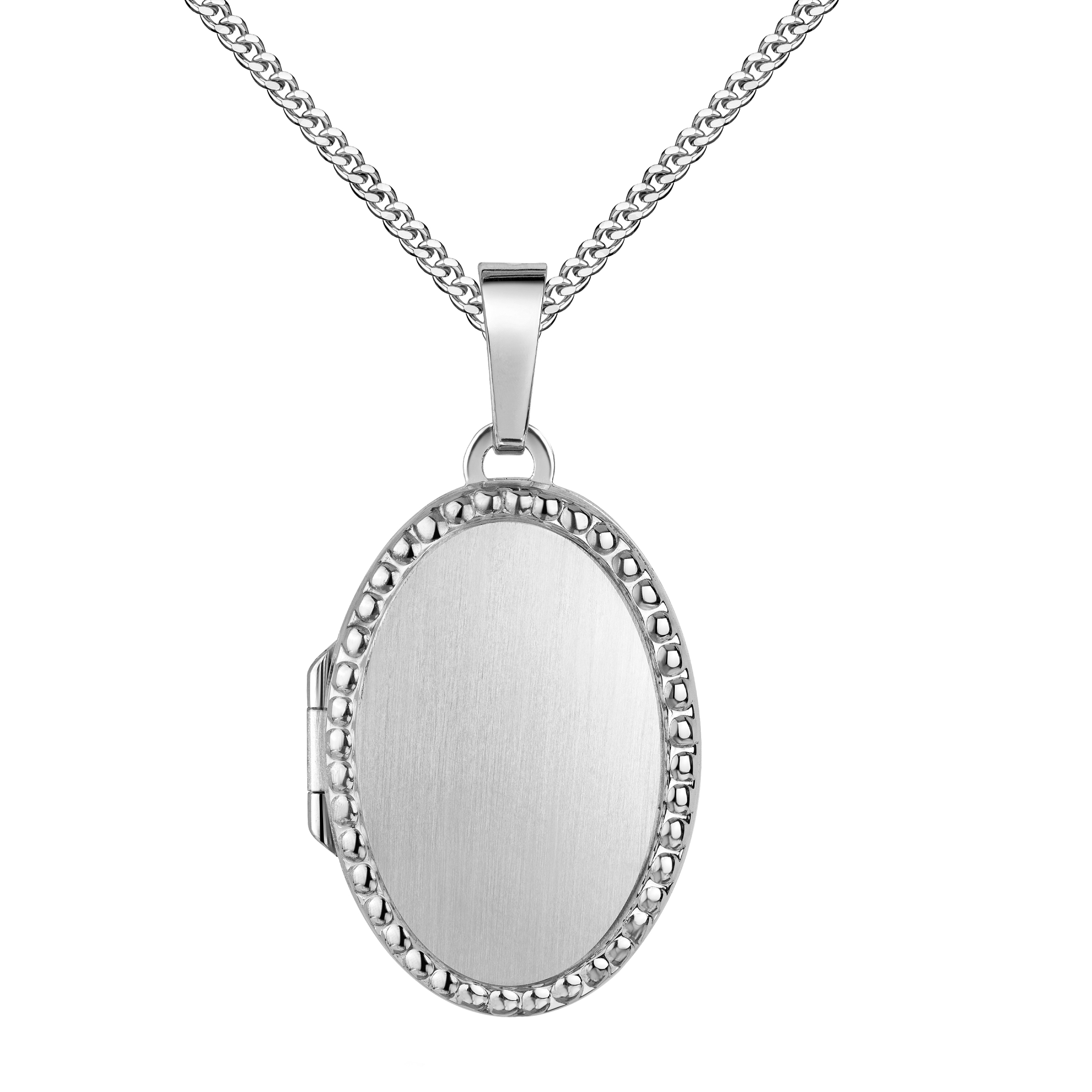 Medaillon Set Silber 925 für 2 Bilder Foto Amulett Anhänger + Schmuck-Etui und Halskette