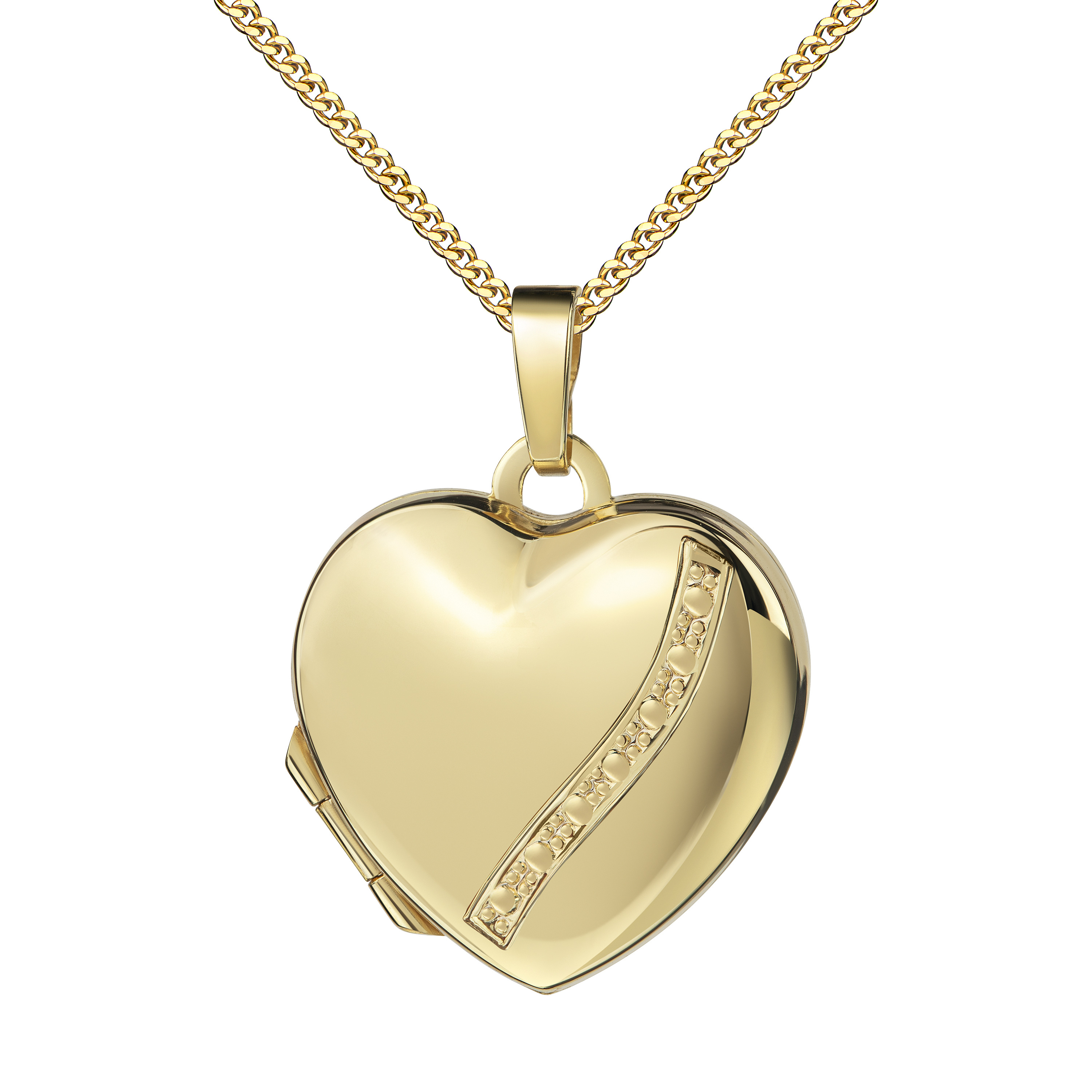 Herz Medaillon 585 Gold bicolor Herz-Amulett für 2 Bilder zum Öffnen + Halskette