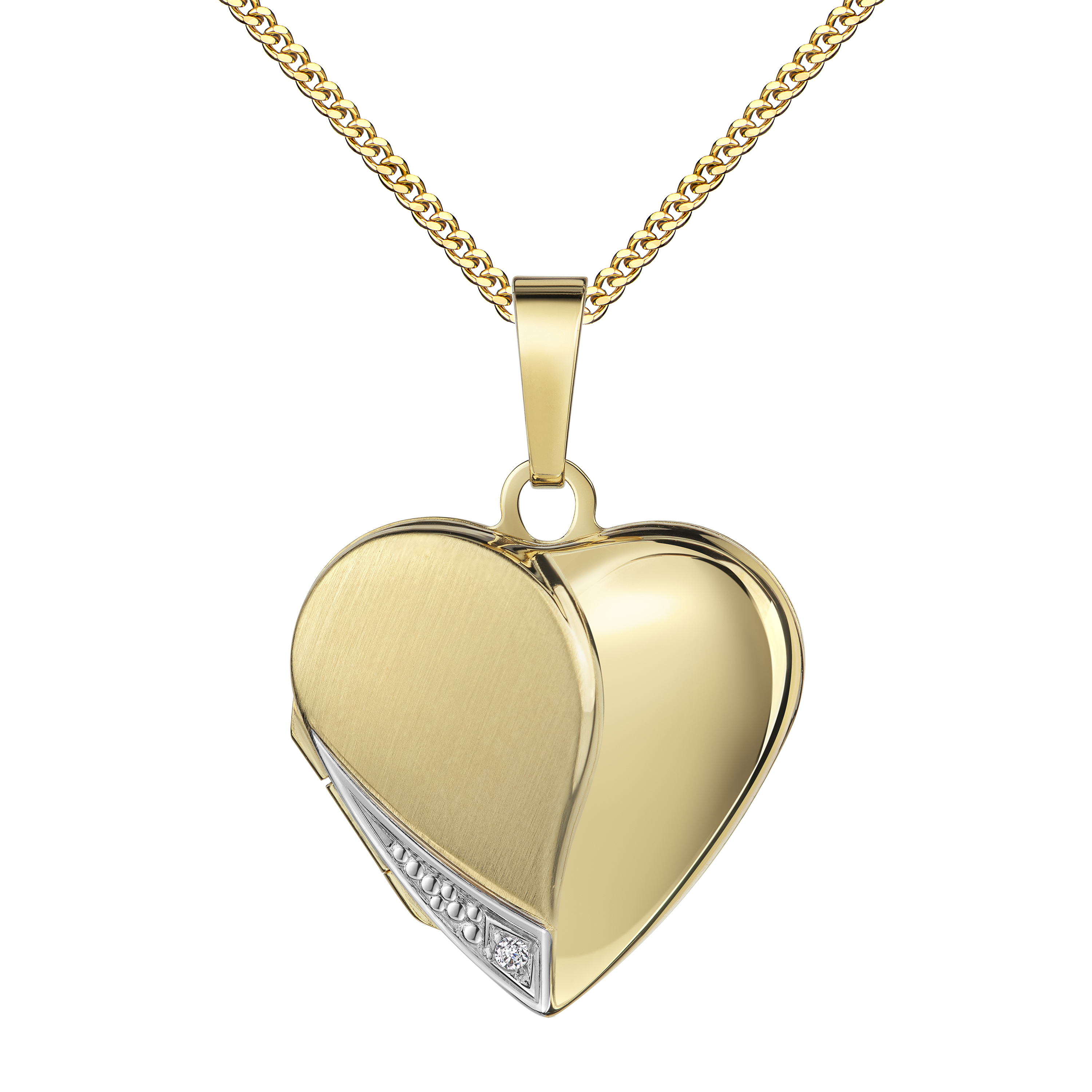 Gold Medaillon Anhänger 333 Gold 8 Karat Herz-Amulett für 2 Bilder zum Öffnen + Halskette