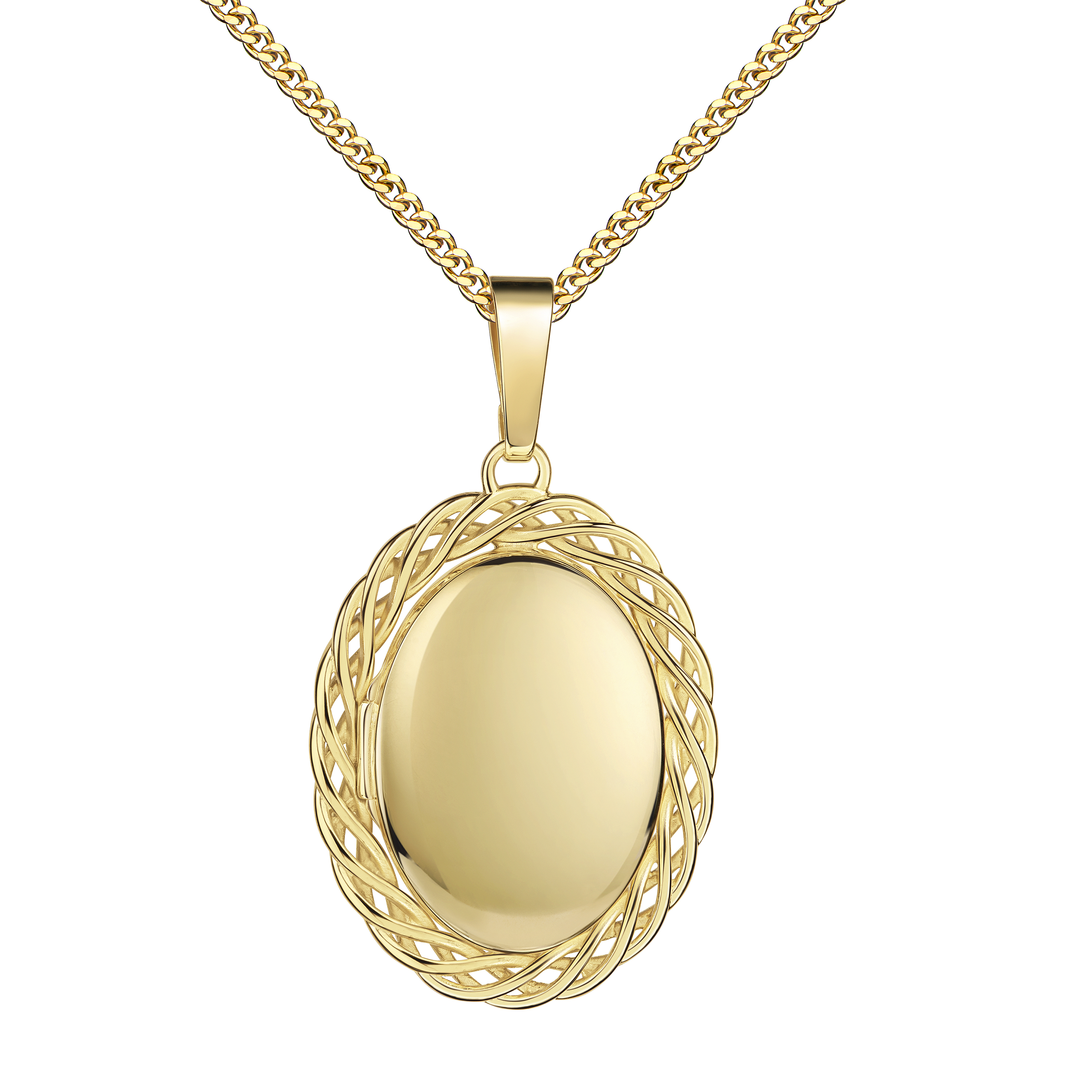 Gold Medaillon 333 / 8 Karat für 2 Bilder Amulett Anhänger oval zum Aufklappen für Damen