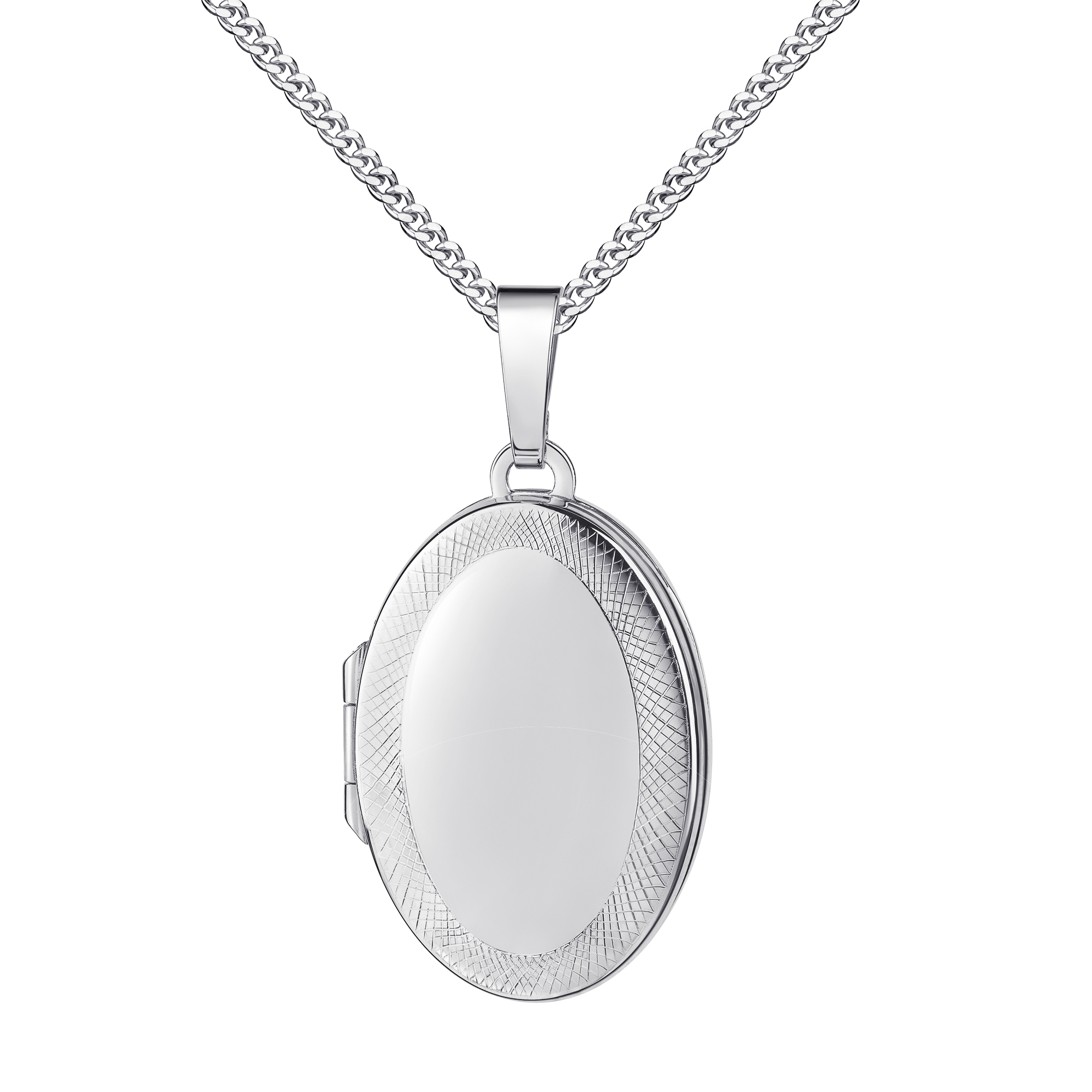 Medaillon 925 Silber ovaler Amulett Anhänger für 2 Bilder Silberamulett und Schmuck-Etui