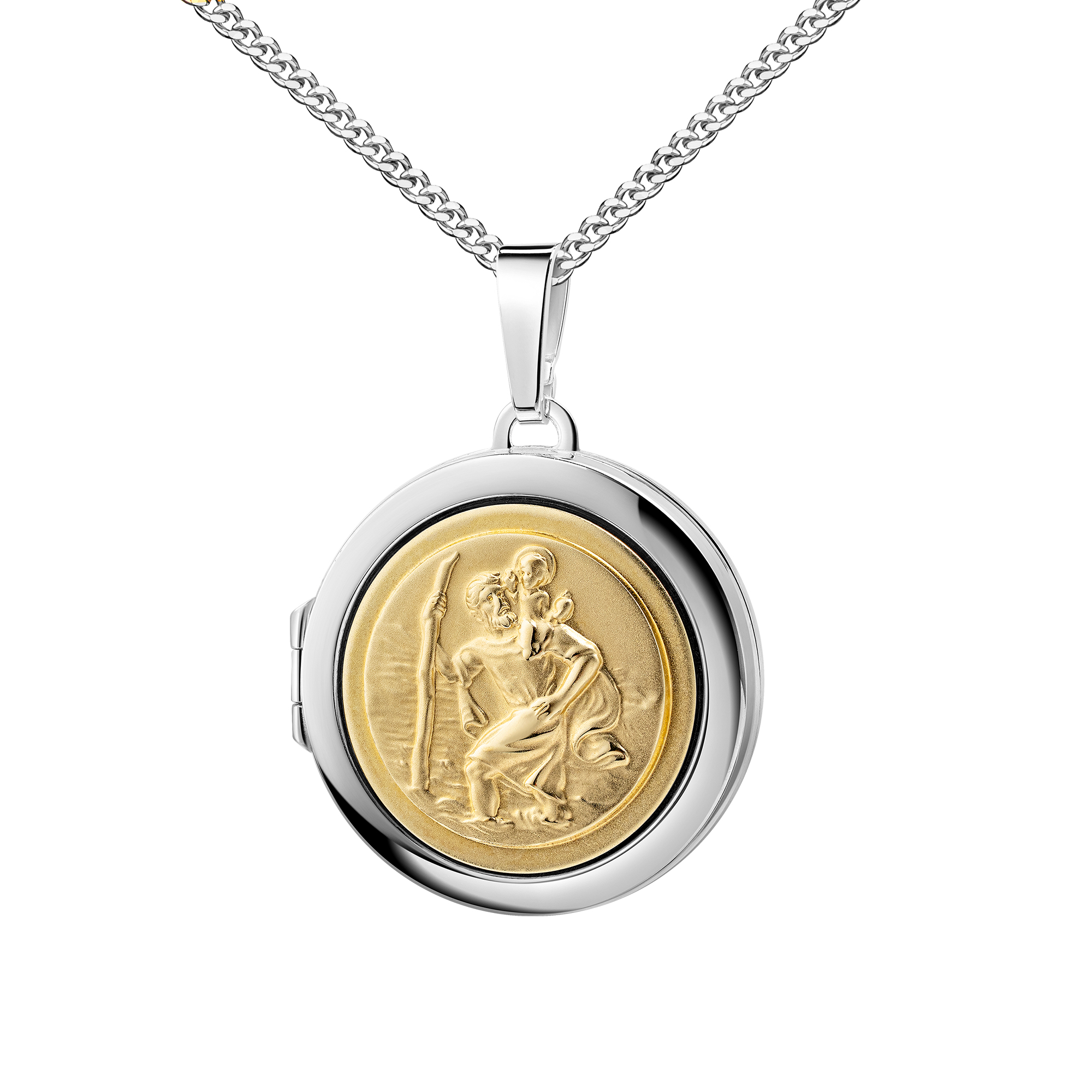Christophorus-Bilder-Medaillon 925 Silber Bicolor mit Kette oder ohne Kette - Bild 16 von 71